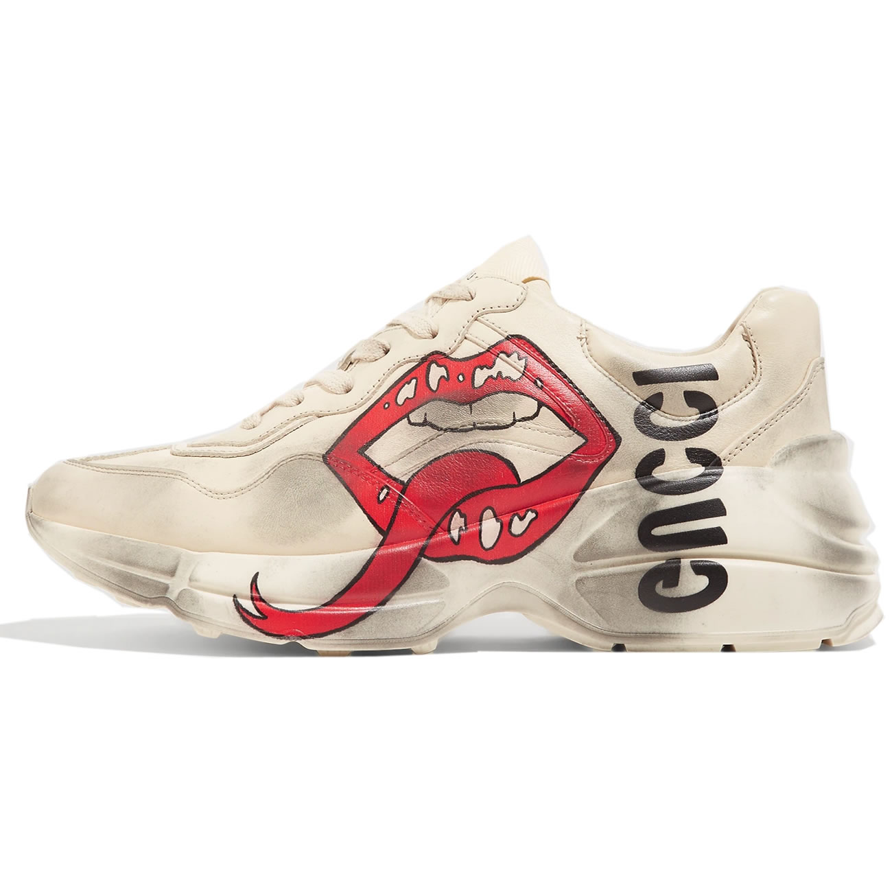 Gucci Rhyton Logo Print Leather Sneakers 1102221 (1) - www.newkick.vip