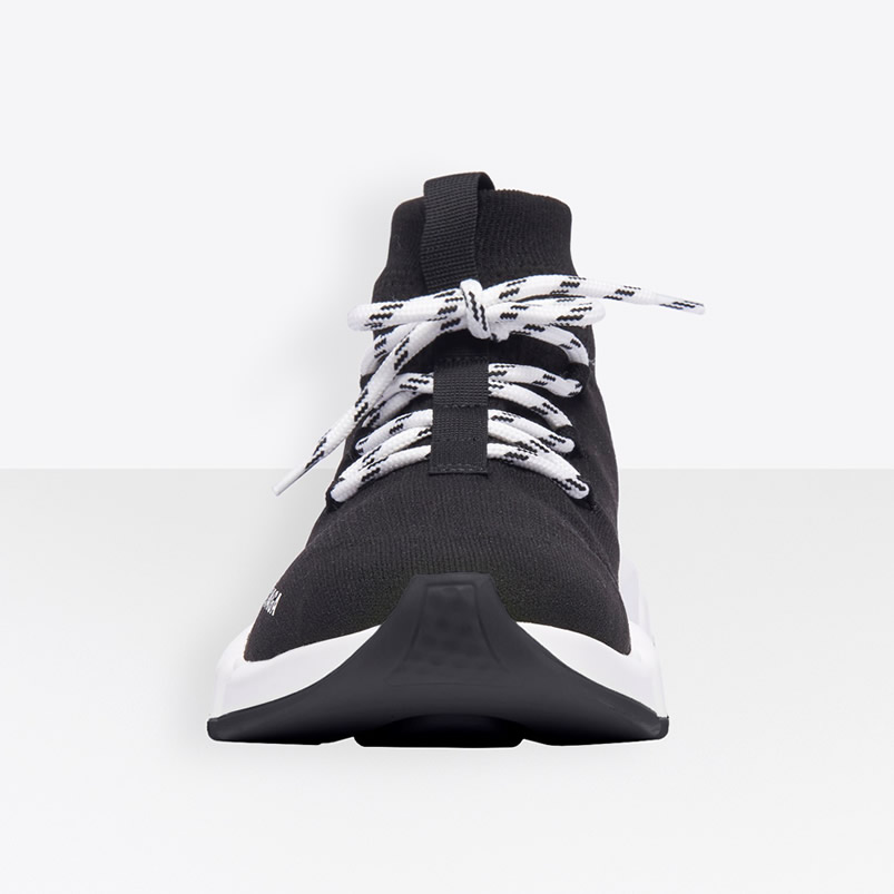Balenciaga Speed Lace Up Sneaker Black White (2) - www.newkick.vip