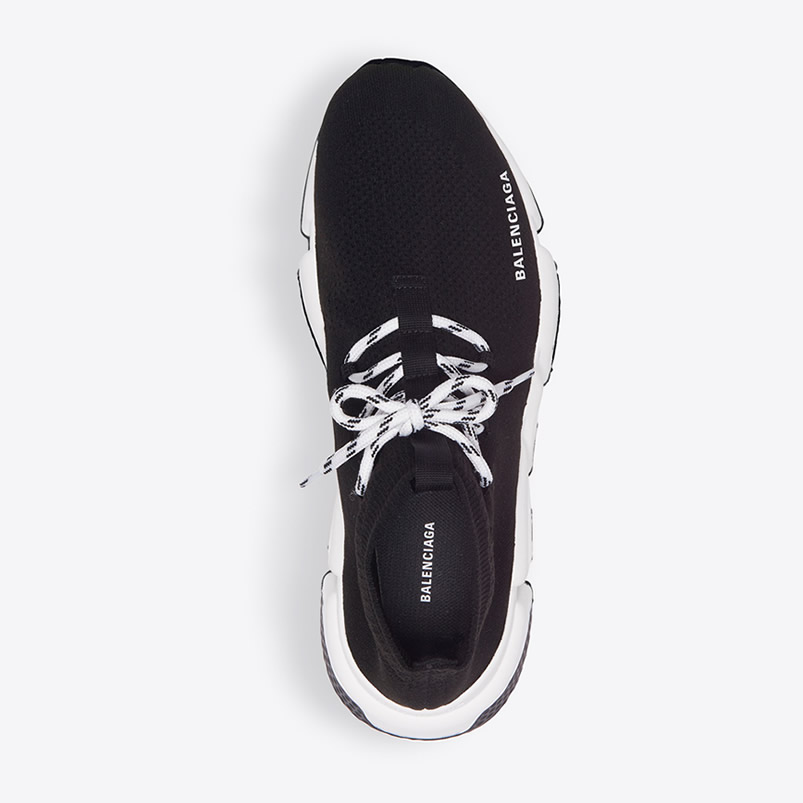 Balenciaga Speed Lace Up Sneaker Black White (4) - www.newkick.vip