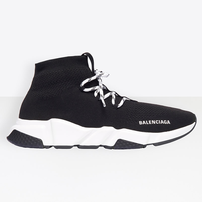 Balenciaga Speed Lace Up Sneaker Black White (1) - www.newkick.vip