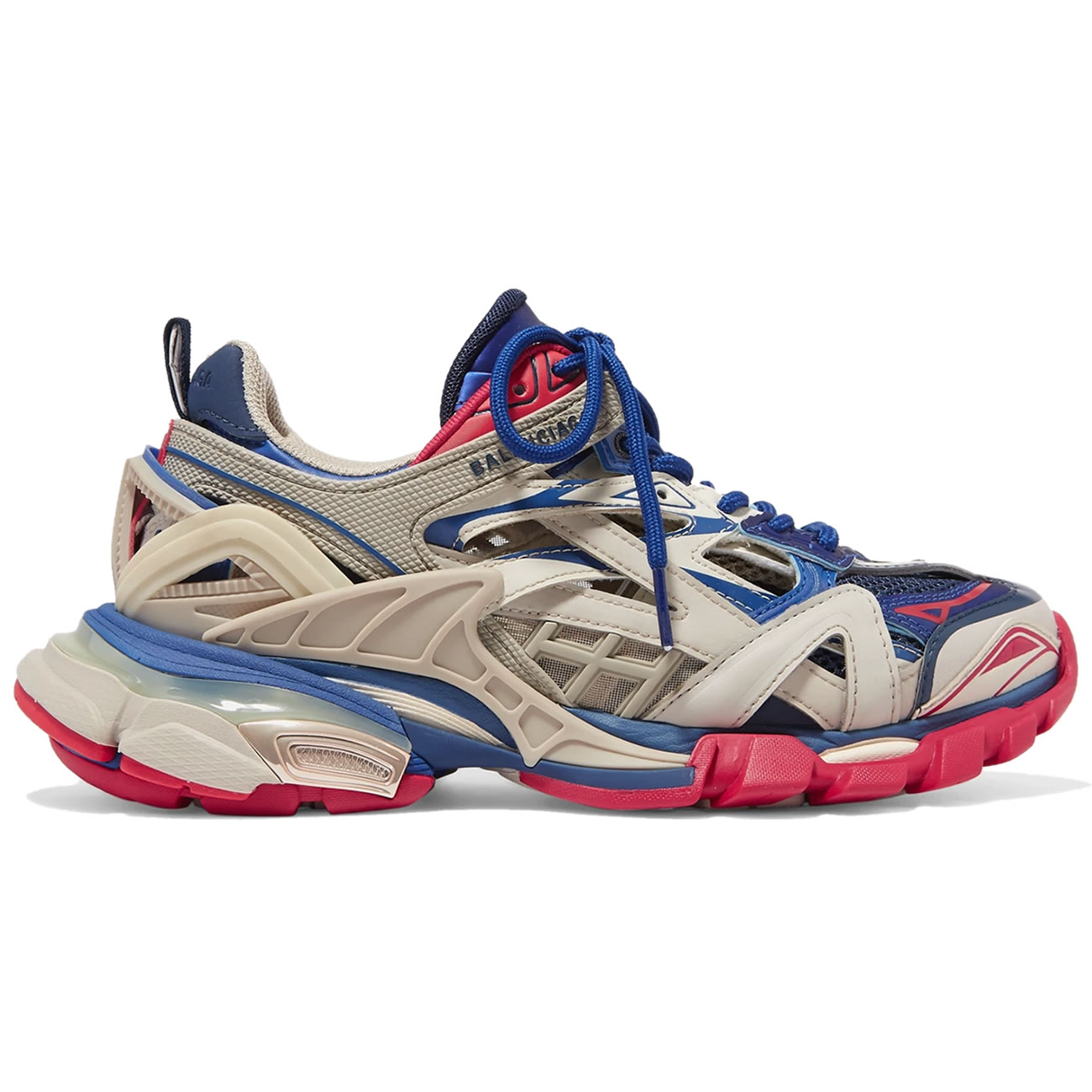Balenciaga Track 2 Logo Detailed Mesh Rubber Sneakers Grey Blue Red (1) - www.newkick.vip
