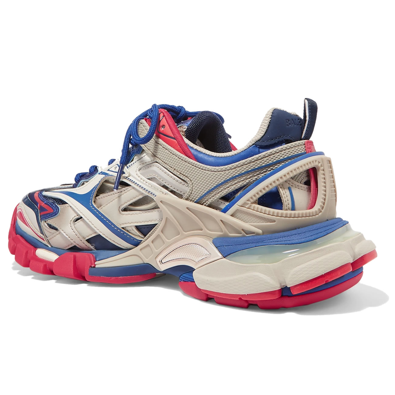 Balenciaga Track 2 Logo Detailed Mesh Rubber Sneakers Grey Blue Red (2) - www.newkick.vip