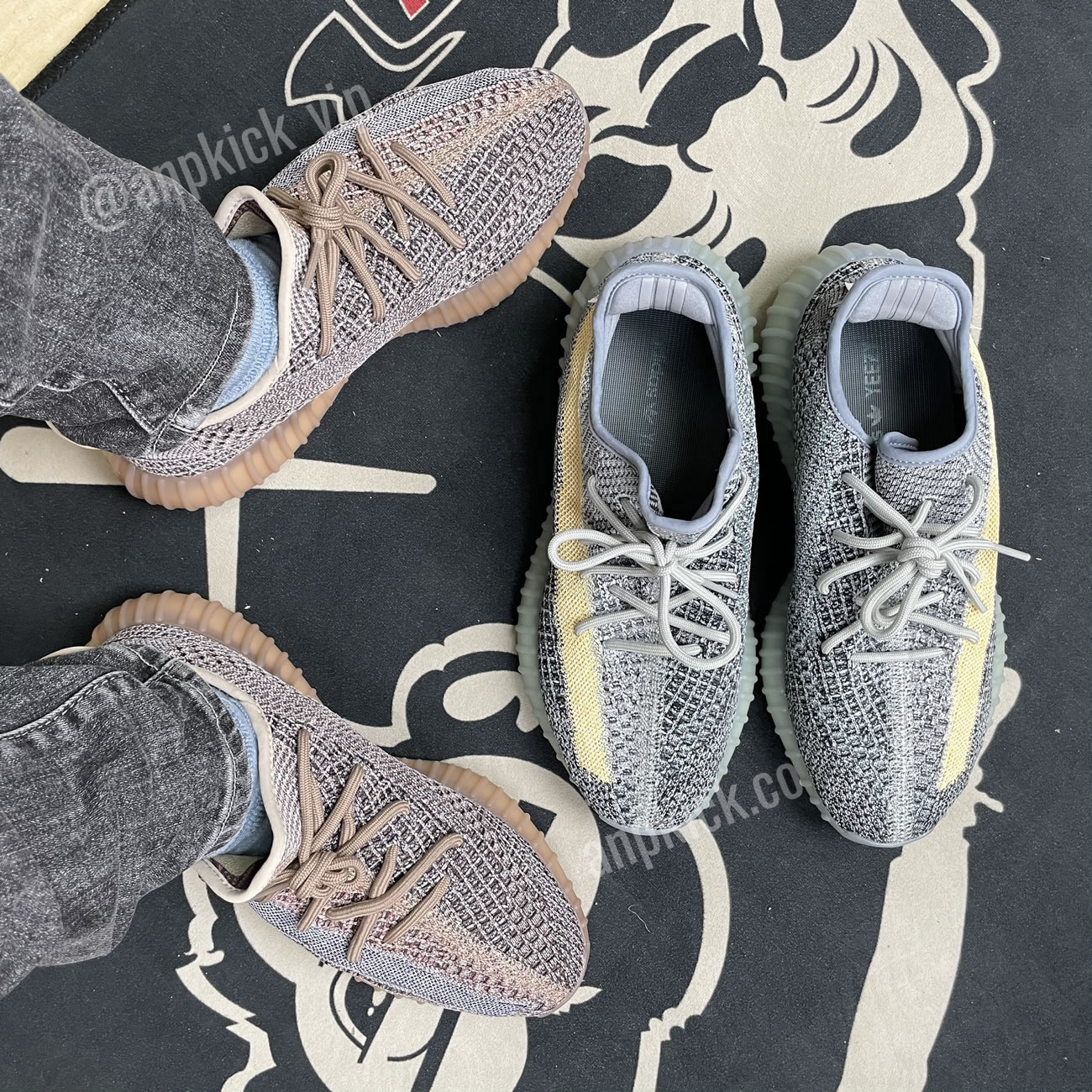Adidas Yeezy Boost 350 V2 Ash Blue On Foot Gy7657 (2) - www.newkick.vip