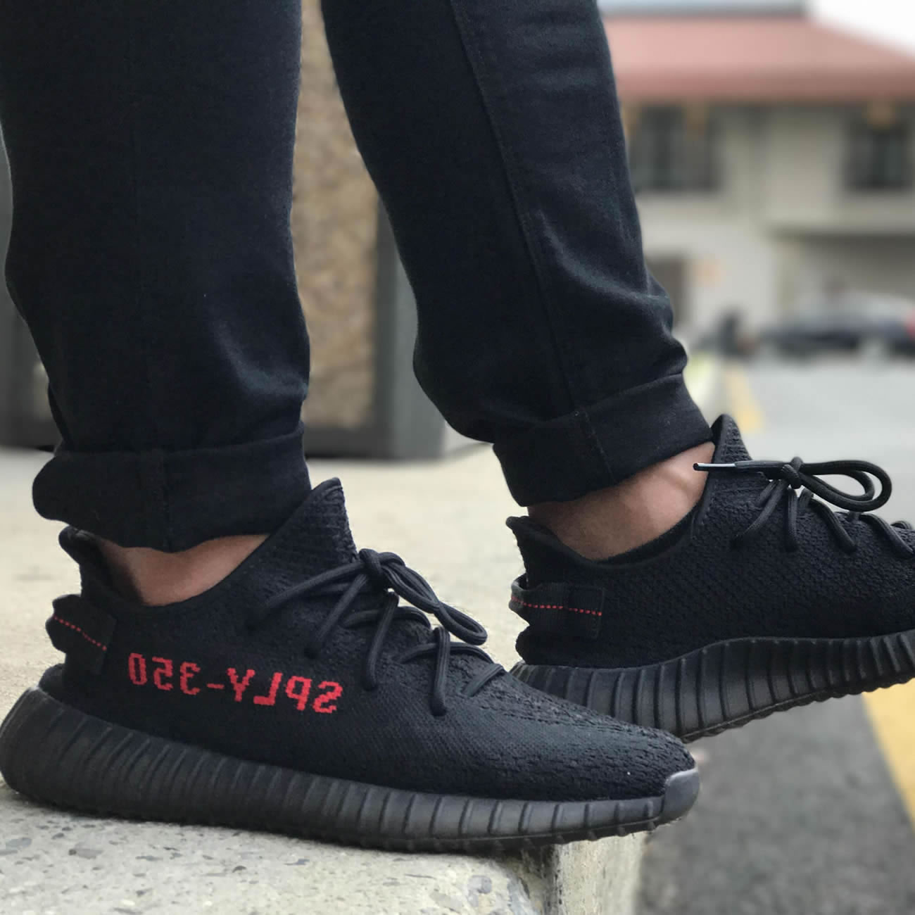 Yeezy Boost 350 V2 Bred Black Red 2020 On Feet Cp9652 (2) - www.newkick.vip