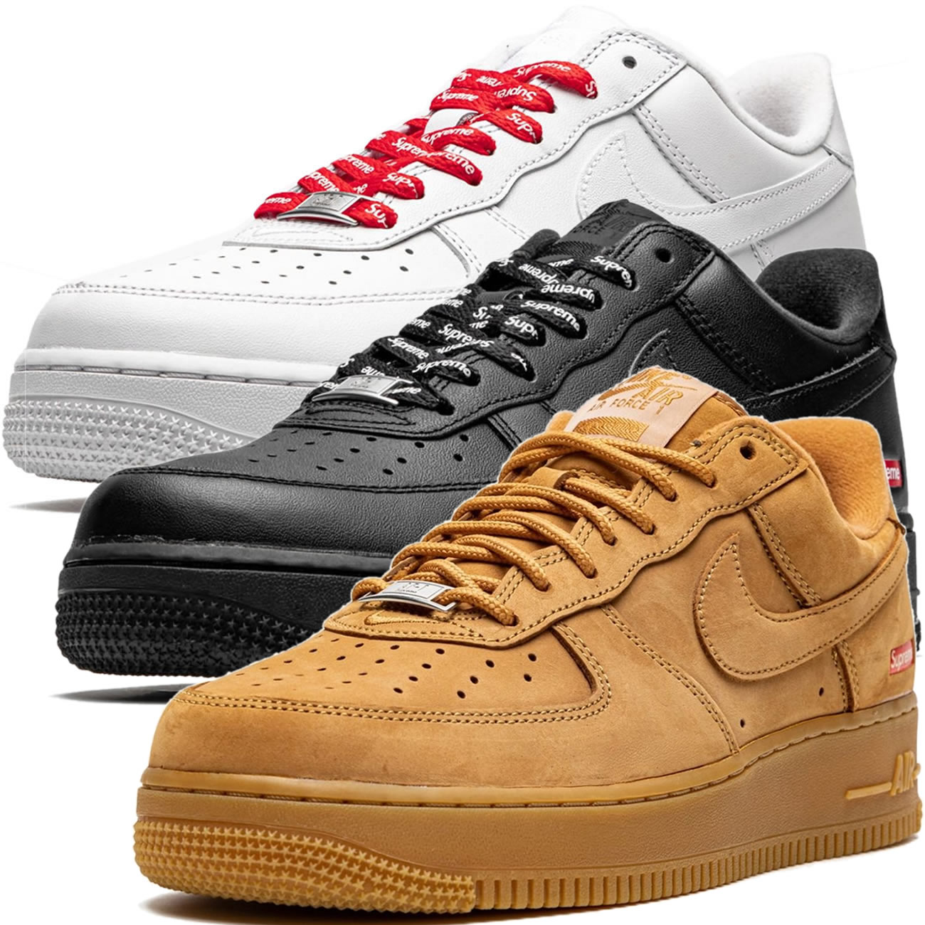 Air Force 1 Low Supreme White Cu9225 100 Black Cu9225 001 Wheat Dn1555 200 - www.newkick.vip