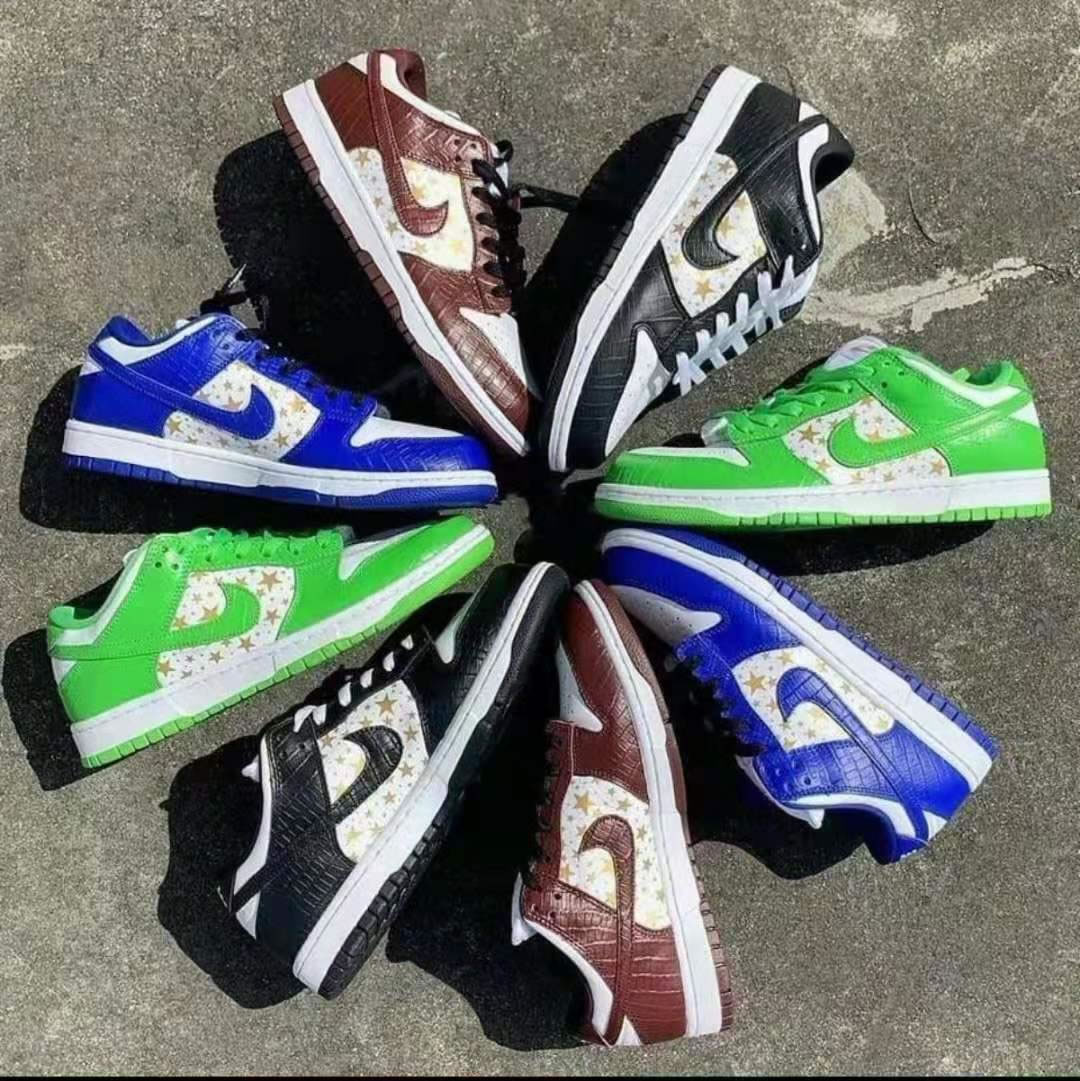 Supreme Nike Sb Dunk Low Black Mean Green Hyper Blue Barkroot Brown Anpkick - www.newkick.vip