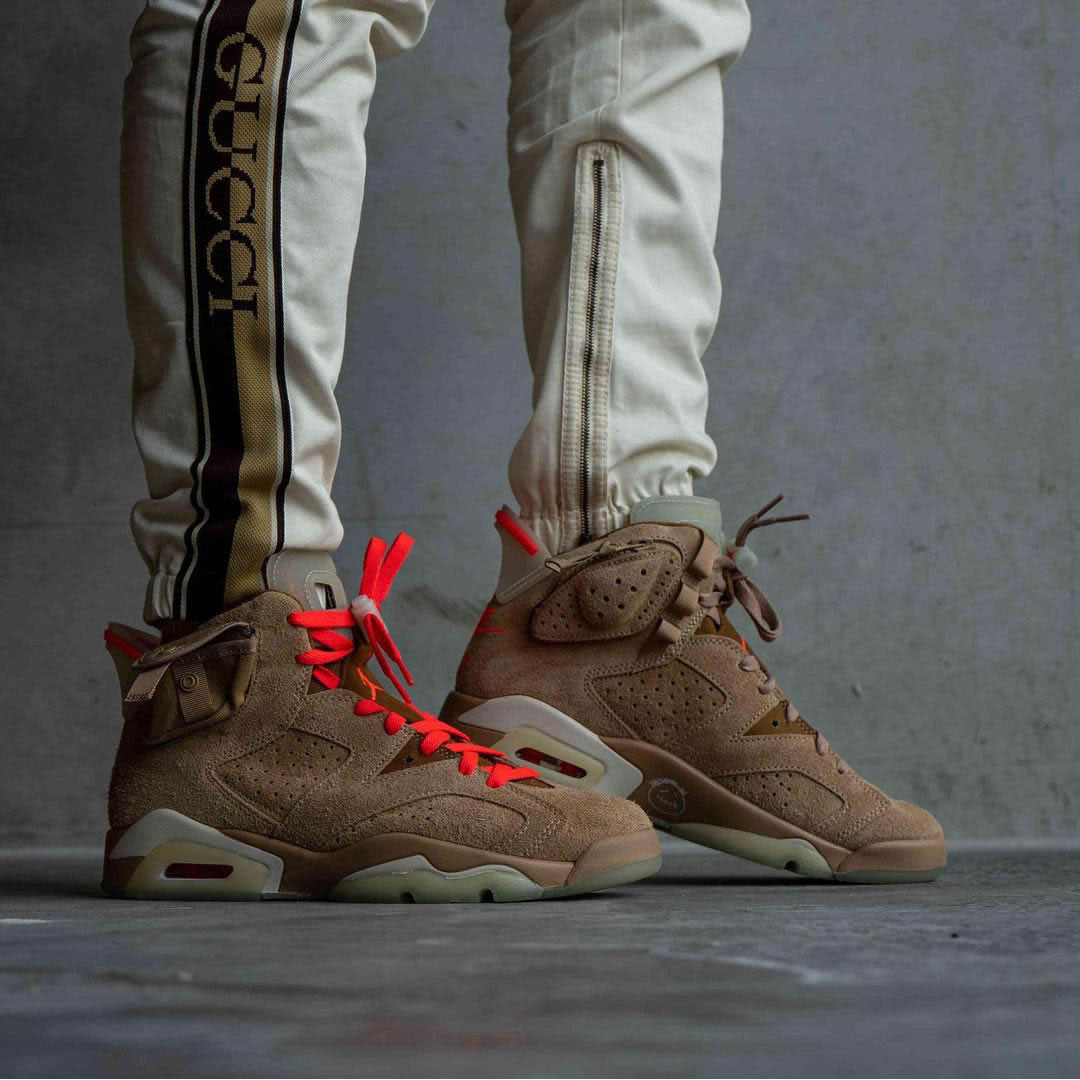Travis Scott Air Jordan 6 Retro British Khaki On Feet Dh0690 200 (2) - www.newkick.vip