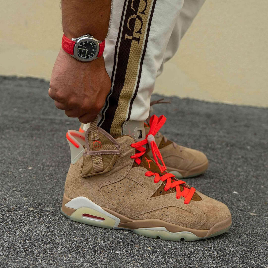 Travis Scott Air Jordan 6 Retro British Khaki On Feet Dh0690 200 (4) - www.newkick.vip