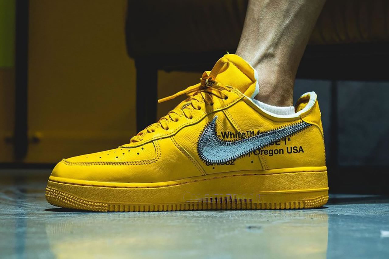 Off White Nike Air Force 1 University Gold On Feet Dd1876 700 (4) - www.newkick.vip