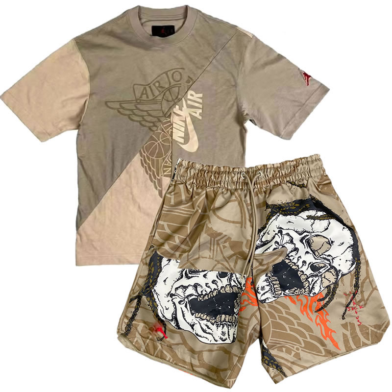 Travis Scott Cactus Jack Jordan T Shirt Short Suit Khaki - www.newkick.vip Travis Scott Cactus Jack Jordan T Shirt Short Suit Khaki - www.newkick.vip