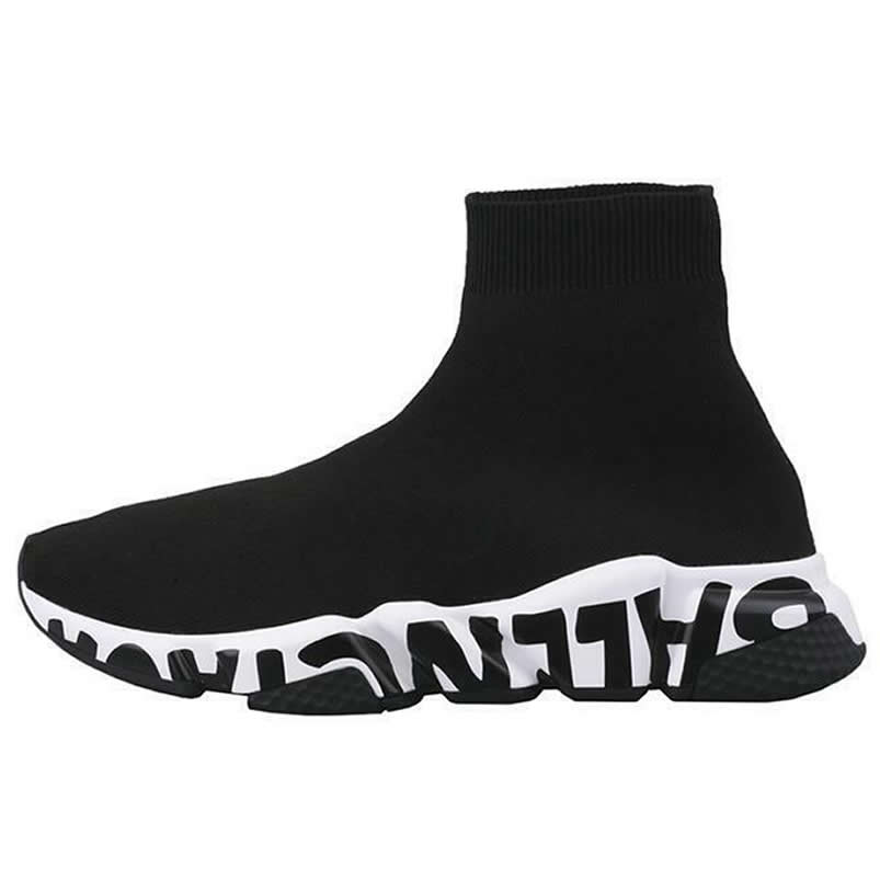 Balenciaga Shoes Like Socks High Top Speed Runners Black White 605972w05ge1015 (1) - www.newkick.vip