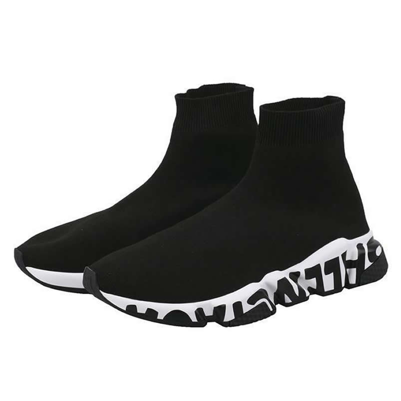 Balenciaga Shoes Like Socks High Top Speed Runners Black White 605972w05ge1015 (4) - www.newkick.vip