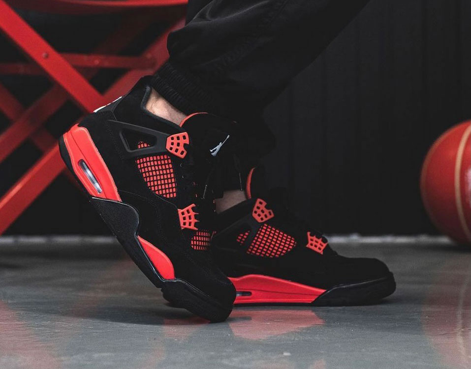 Air Jordan 4 Red Thunder Black White Red Ct8527 016 On Feet (2) - www.newkick.vip