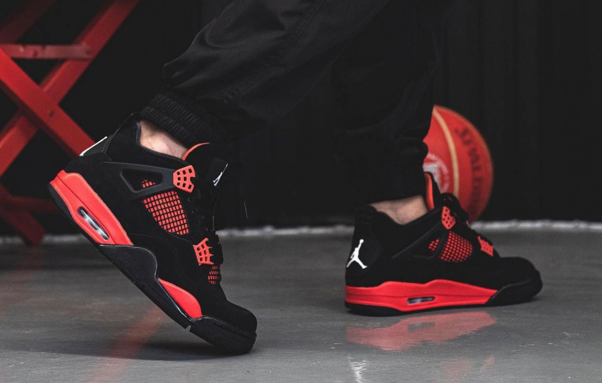 Air Jordan 4 Red Thunder Black White Red Ct8527 016 On Feet (3) - www.newkick.vip