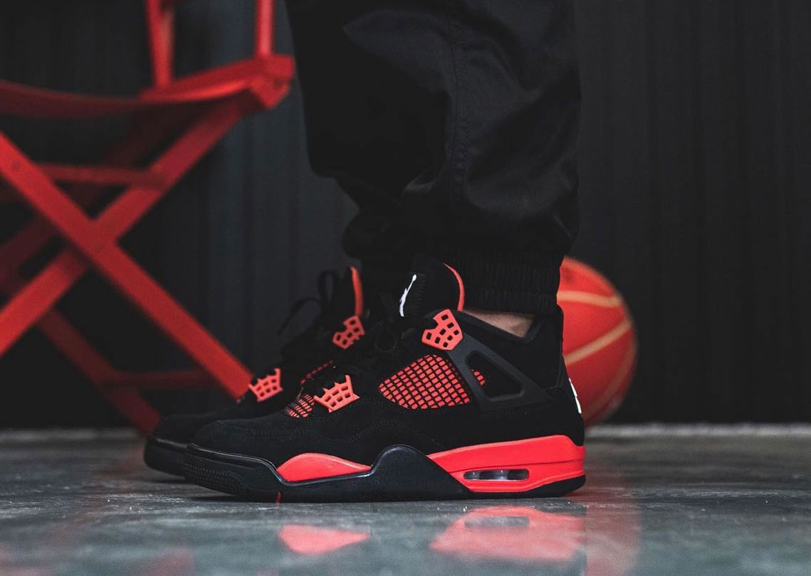 Air Jordan 4 Red Thunder Black White Red Ct8527 016 On Feet (5) - www.newkick.vip