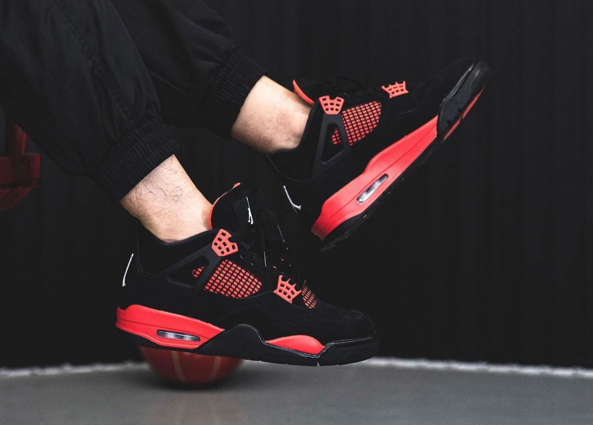 Air Jordan 4 Red Thunder Black White Red Ct8527 016 On Feet (6) - www.newkick.vip