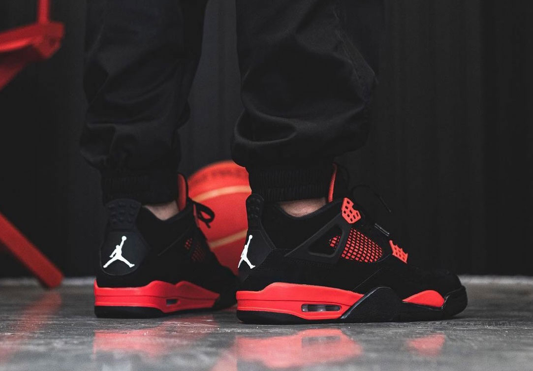 Air Jordan 4 Red Thunder Black White Red Ct8527 016 On Feet (7) - www.newkick.vip