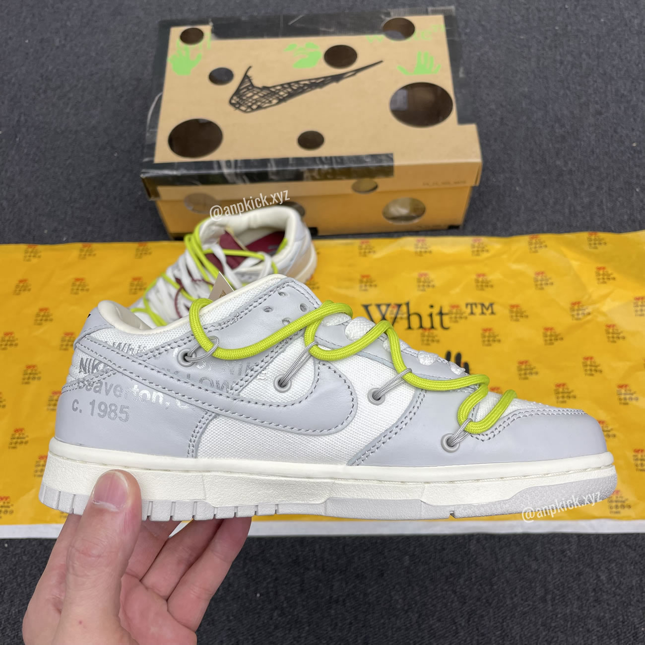 Off White Nike Sb Dunk Low The 08 Of 50 Grey White Yellow Dm1602 106 08 (7) - www.newkick.vip