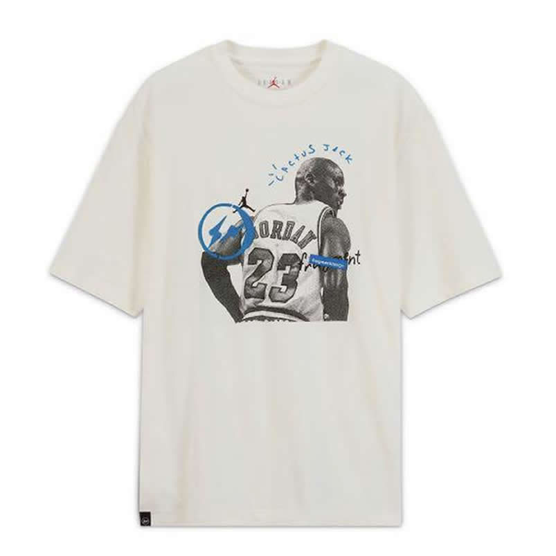 Travis Scott Cactus Jack Jordan T Shirt Khaki Desert White (1) - www.newkick.vip