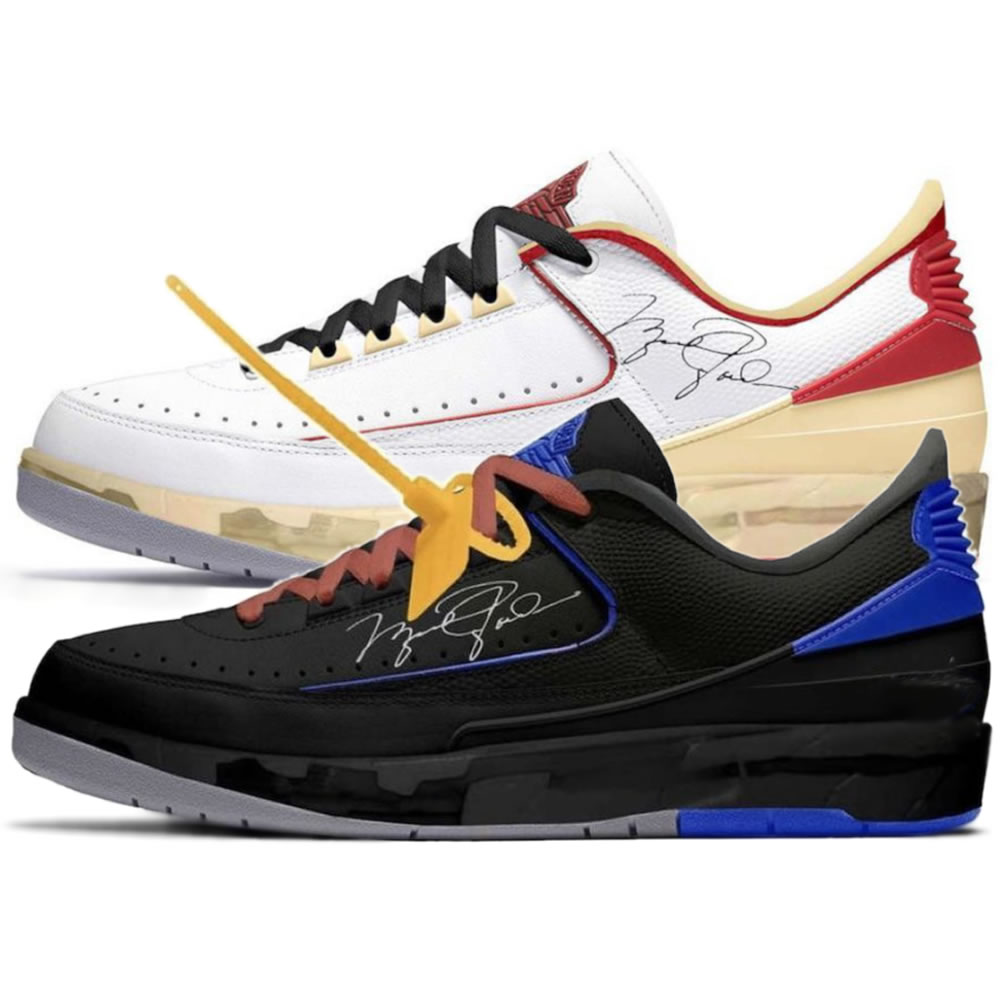 Off White Air Jordan 2 Low White Red Black Blue (1) - www.newkick.vip