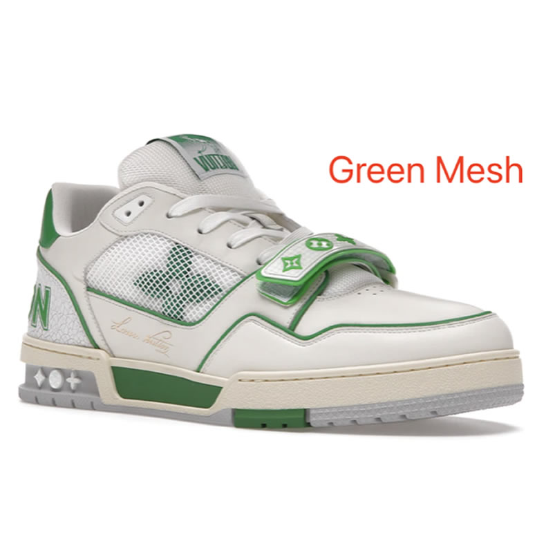 New L V Trainer Sneaker Shoes Green Mesh (1) - www.newkick.vip