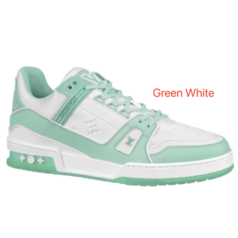 New L V Trainer Sneaker Shoes Green White (1) - www.newkick.vip