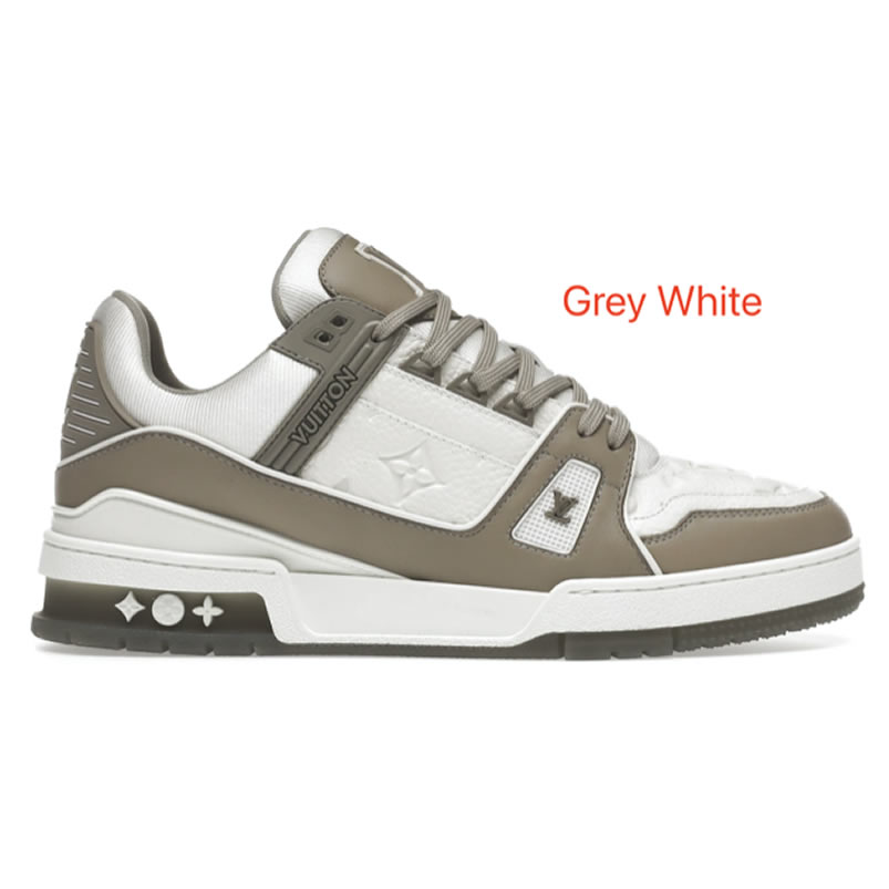 New L V Trainer Sneaker Shoes Grey White (1) - www.newkick.vip