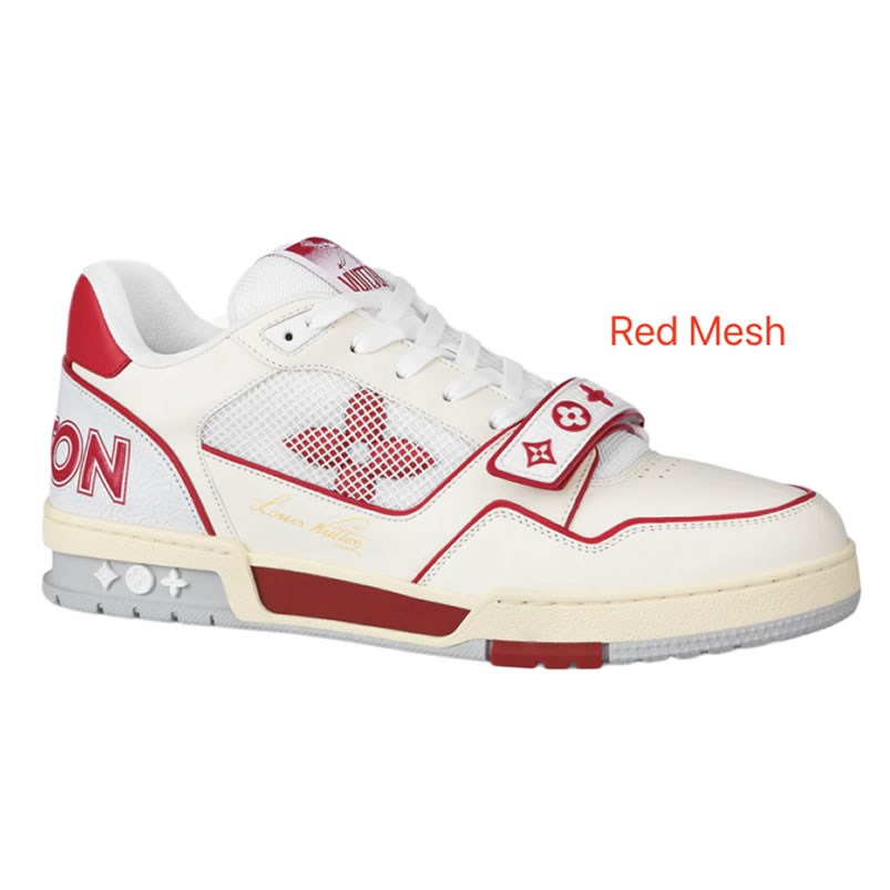 New L V Trainer Sneaker Shoes Red Mesh (1) - www.newkick.vip