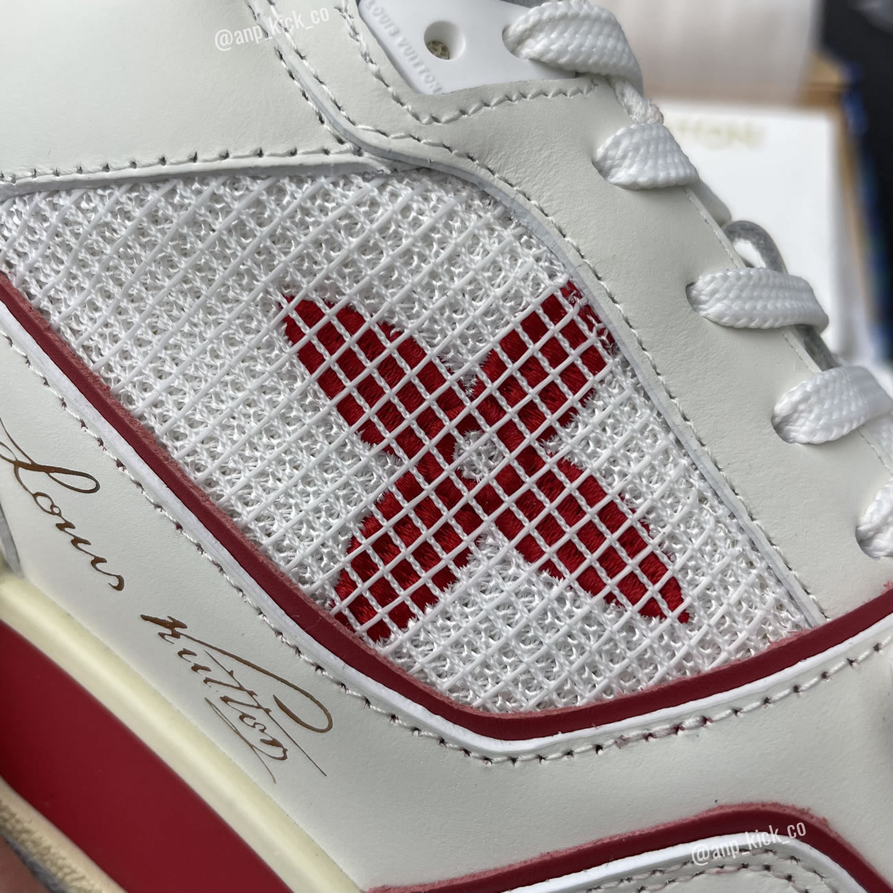 New L V Trainer Sneaker Shoes Red Mesh (10) - www.newkick.vip