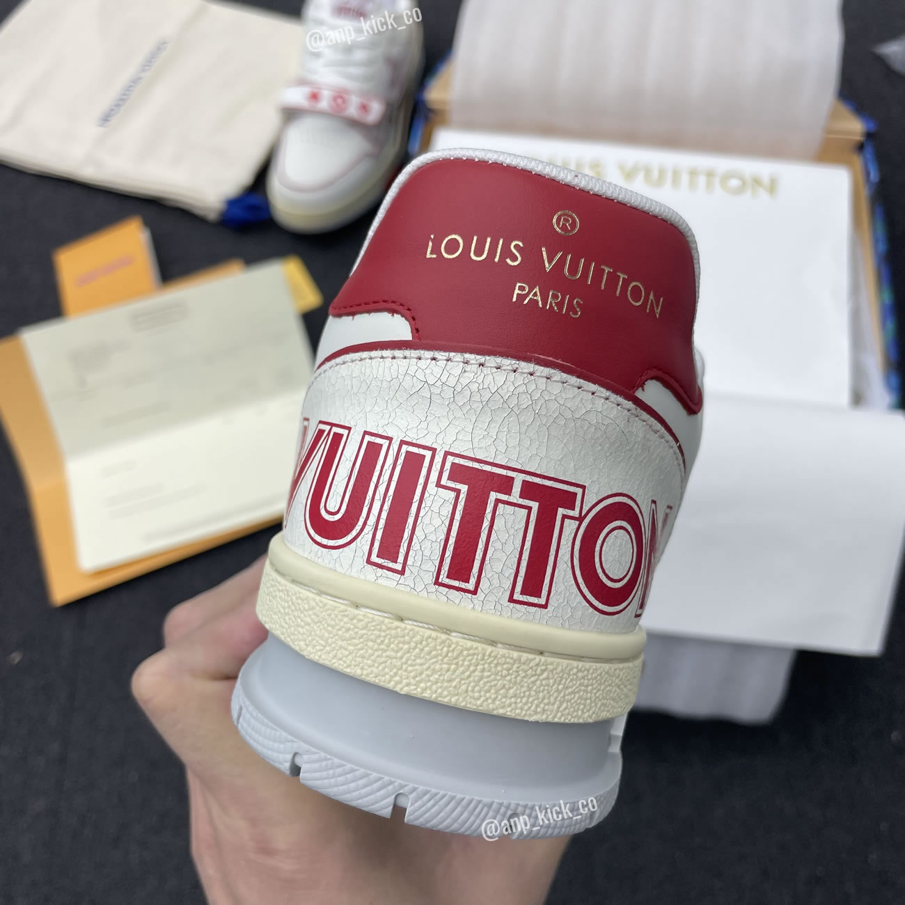 New L V Trainer Sneaker Shoes Red Mesh (5) - www.newkick.vip