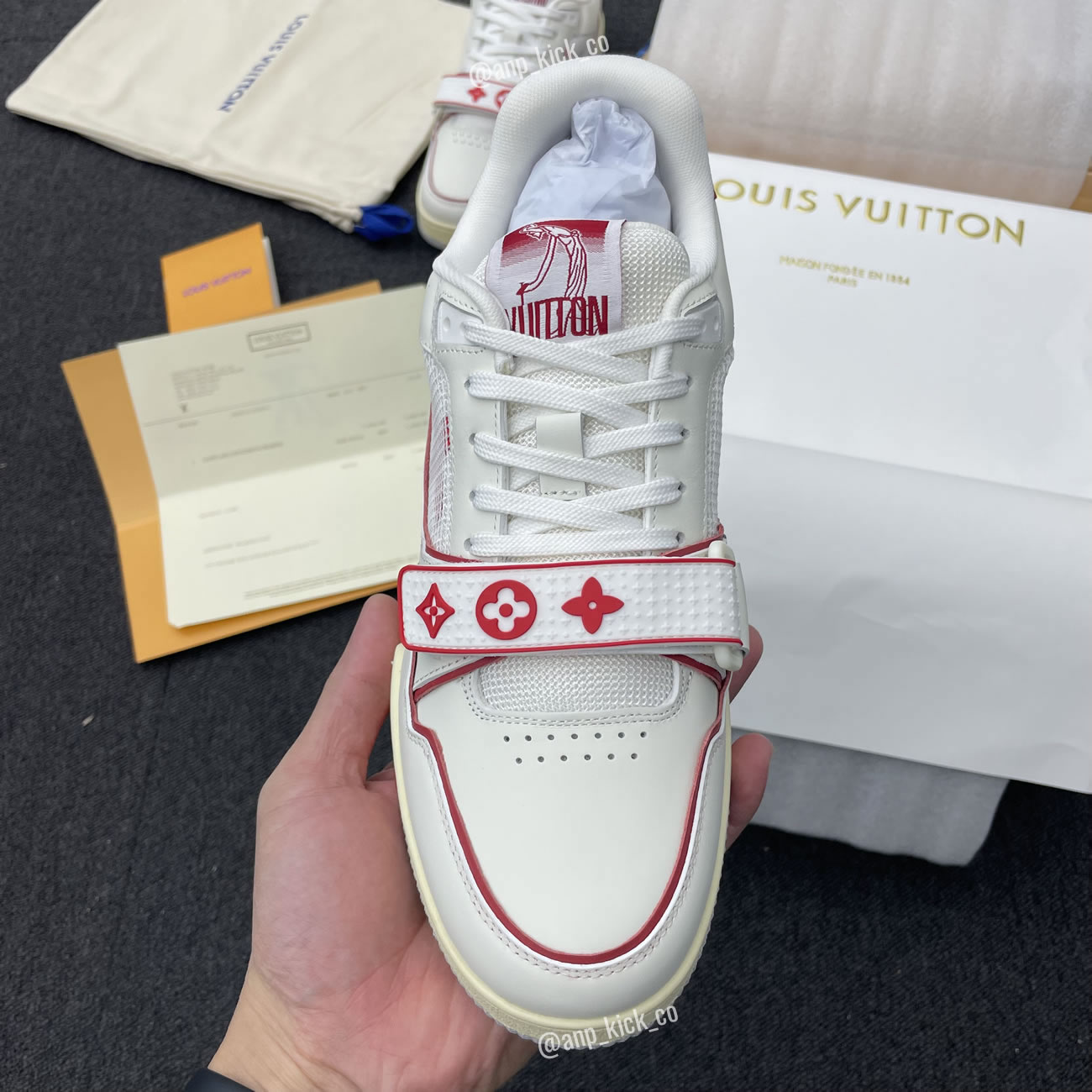 New L V Trainer Sneaker Shoes Red Mesh (6) - www.newkick.vip