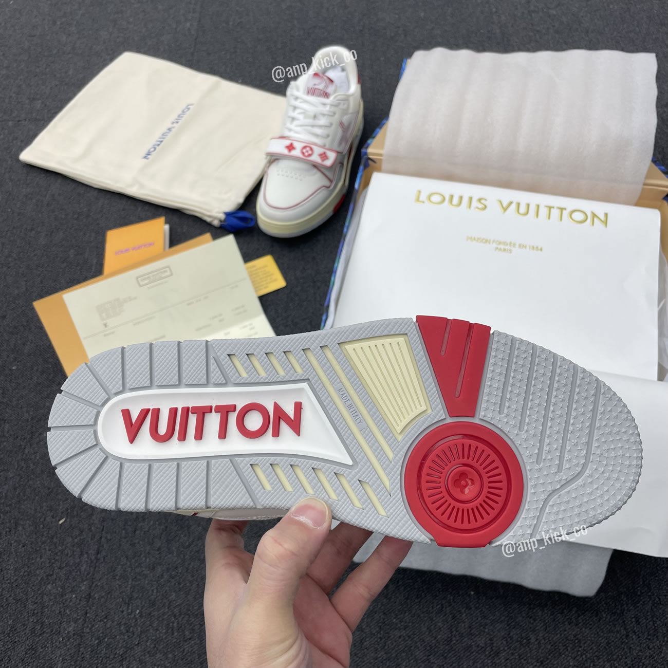 New L V Trainer Sneaker Shoes Red Mesh (8) - www.newkick.vip