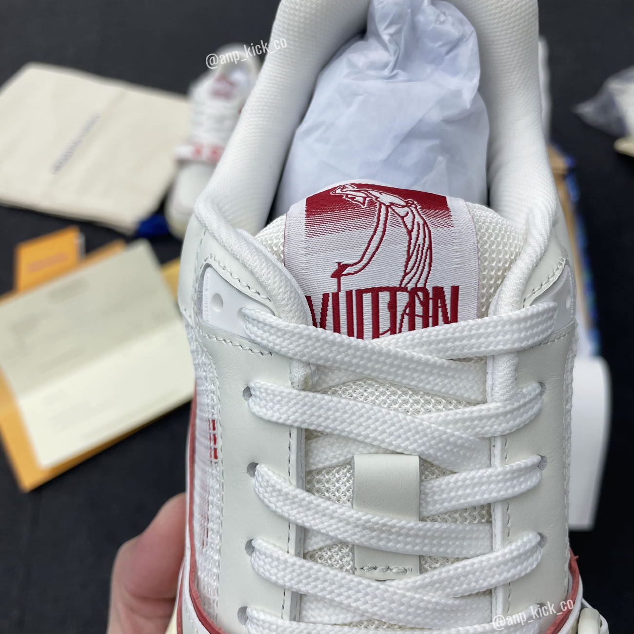 New L V Trainer Sneaker Shoes Red Mesh (9) - www.newkick.vip