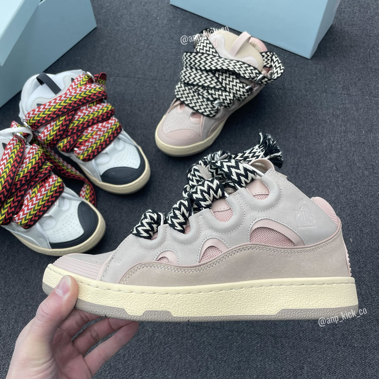 L A N V I N Leather Curb Sneakers Pink Anpkick Drag A2051 (2) - www.newkick.vip L A N V I N Leather Curb Sneakers Pink Anpkick Drag A2051 (2) - www.newkick.vip