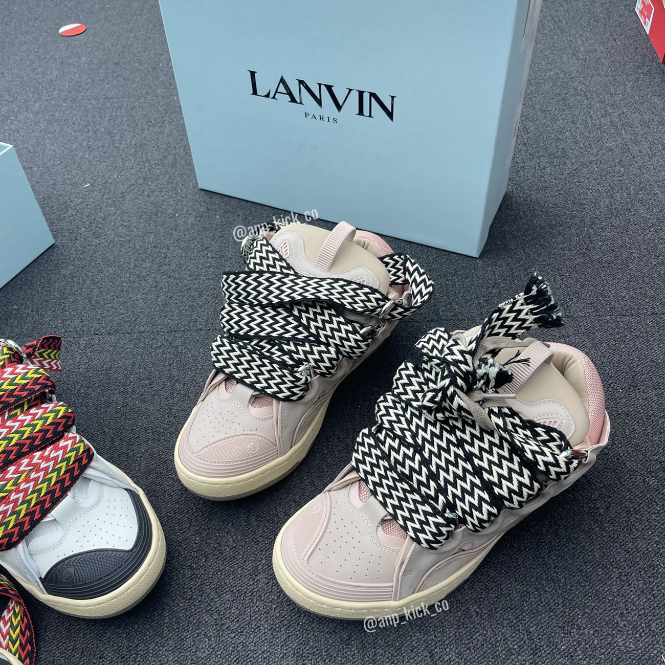 L A N V I N Leather Curb Sneakers Pink Anpkick Drag A2051 (1) - www.newkick.vip