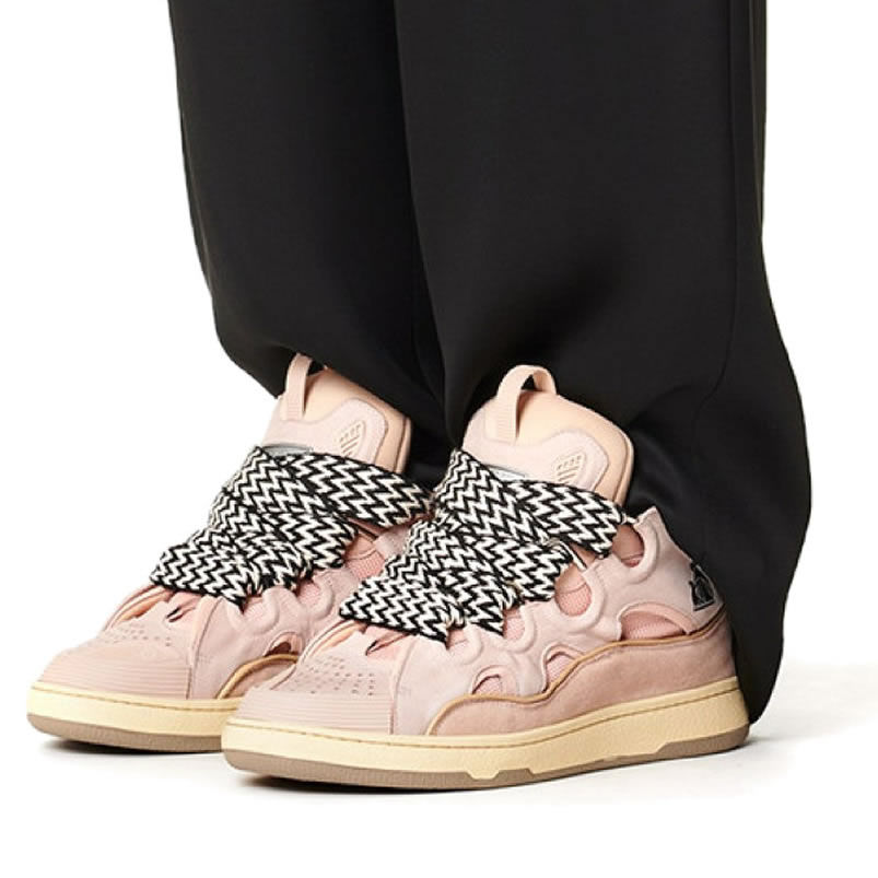 L A N V I N Leather Curb Sneakers Pink Drag A2051 (5) - www.newkick.vip L A N V I N Leather Curb Sneakers Pink Drag A2051 (5) - www.newkick.vip