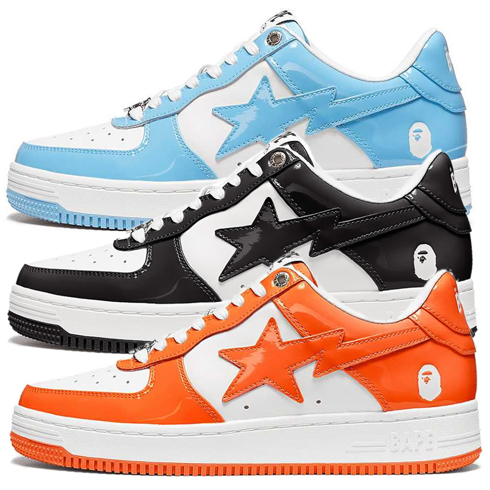 A Bathing Ape Bape Sta Low Blue Black Orange Shoes - www.newkick.vip