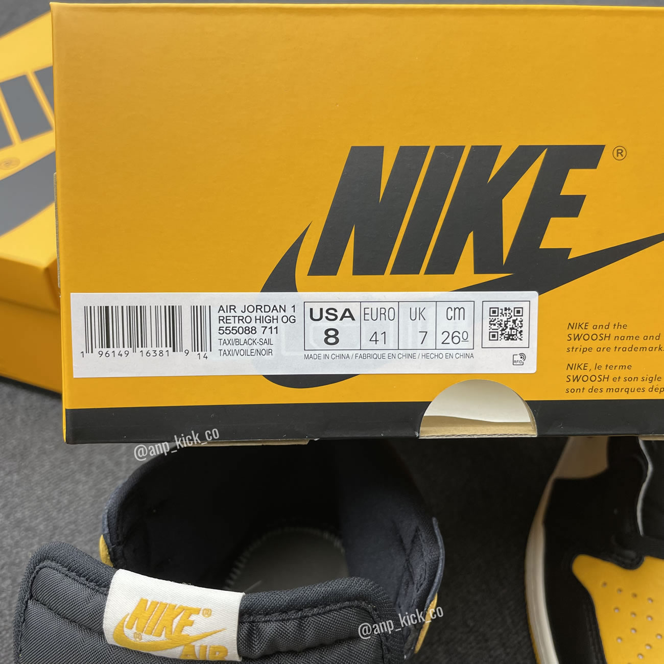 Air Jordan 1 Retro High Og Anpkick Yellow Toe 555088 711 (17) - www.newkick.vip
