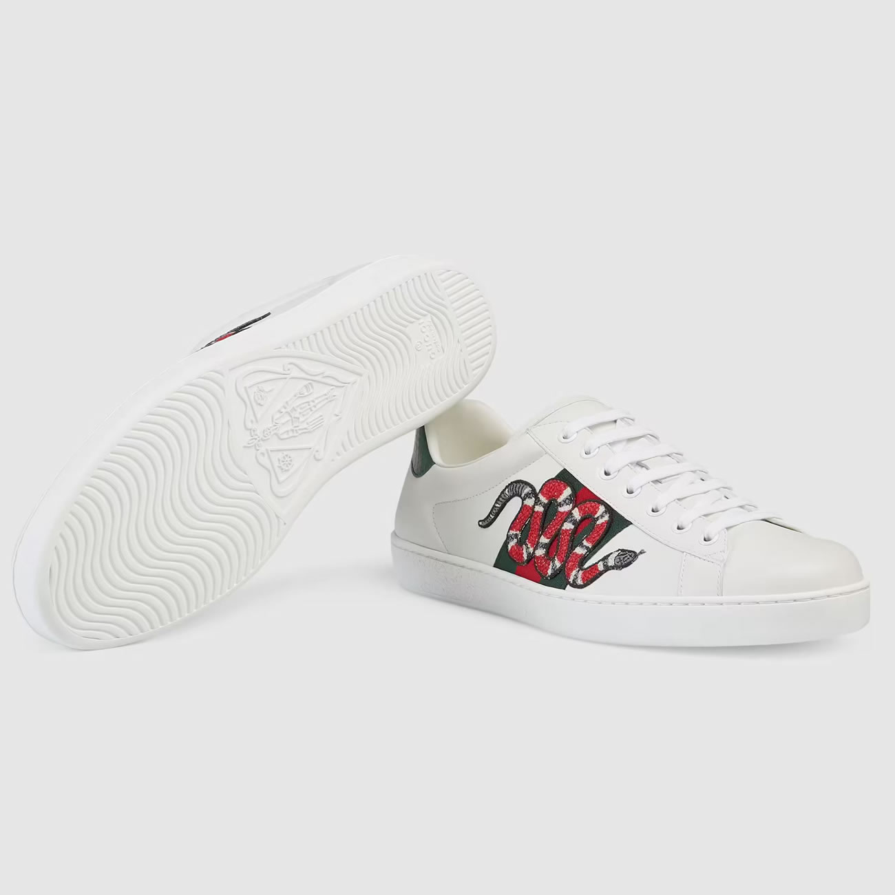 G U C C I Gg White Embroidered Ace Sneaker For Mens Womens (3) - www.newkick.vip