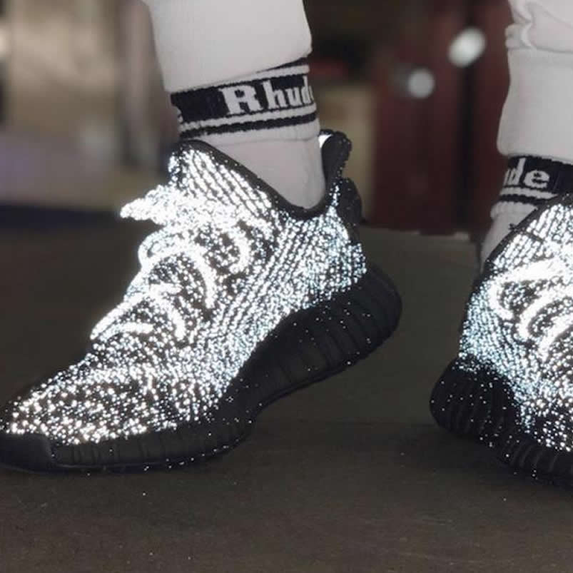 Adidas Yeezy Boost 350 V2 Static 3m Black Reflective Fu9007 On Feet (2) - www.newkick.vip