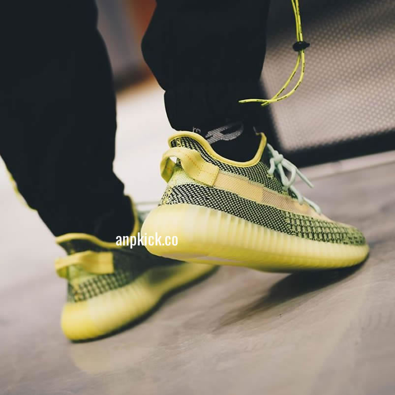 Adidas Yeezy Boost 350 V2 Yeezreel Reflective Green Black On Feet Release Date Fw4130 (2) - www.newkick.vip