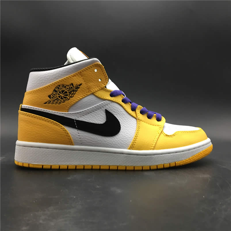 Air Jordan 1 Mid 2019 Lakers Yellow Purple For Sale Release Date 852542 700 (1) - www.newkick.vip