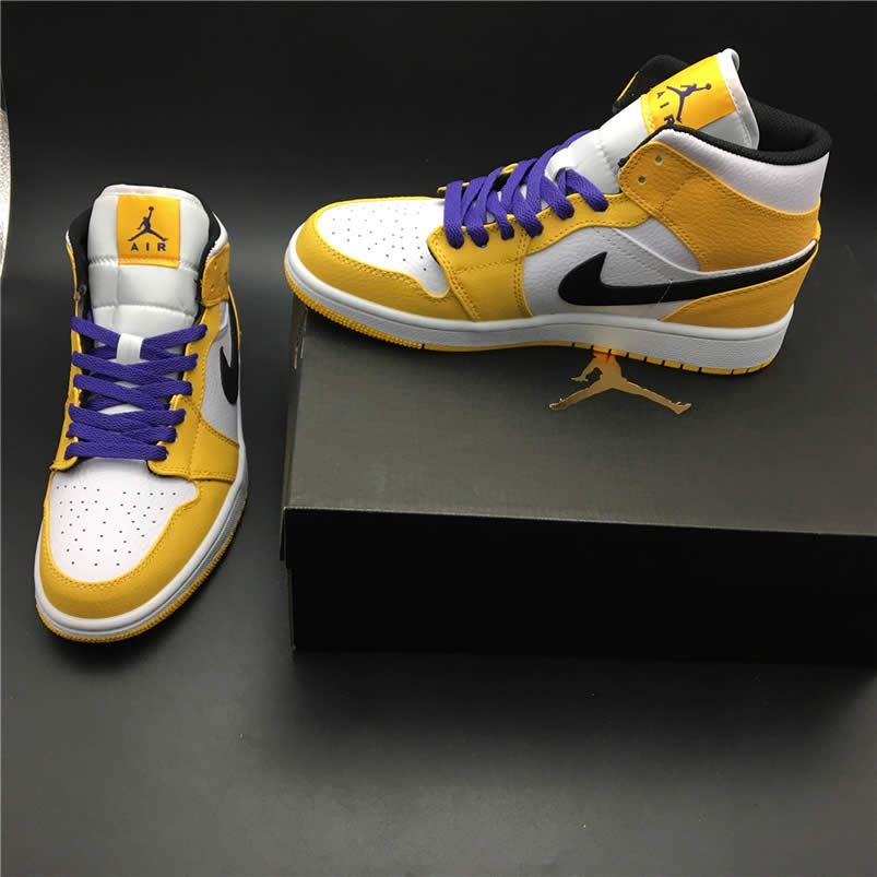 Air Jordan 1 Mid 2019 Lakers Yellow Purple For Sale Release Date 852542 700 (15) - www.newkick.vip