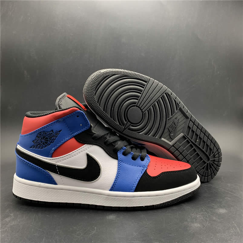 Air Jordan 1 Mid GS 'Top 3' Red/Blue/White/Black Pics 554725-124