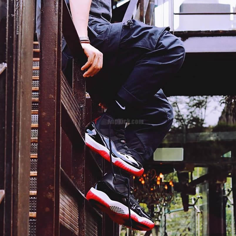 Air Jordan 11 Bred 2019 Black Red On Feet Release Date 378037 061 (3) - www.newkick.vip