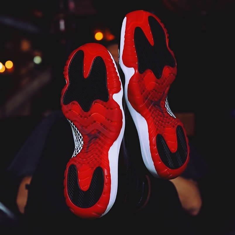 Air Jordan 11 Bred 2019 Black Red On Feet Release Date 378037 061 (6) - www.newkick.vip