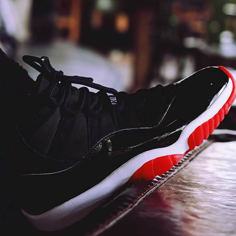 Air Jordan 11 Bred 2019 Black Red On Feet Release Date 378037 061 (7) - www.newkick.vip