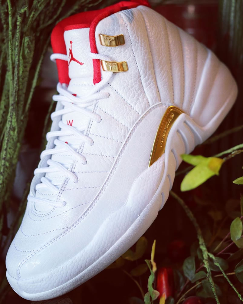 Air Jordan 12 Fiba 2019 White University Red Gold 130690 107 (7) - www.newkick.vip