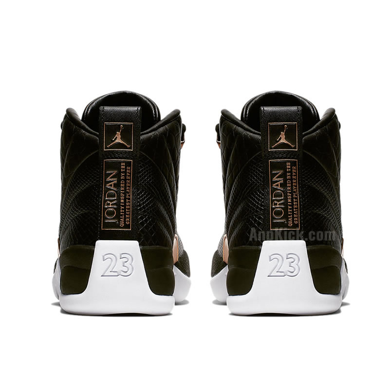 Air Jordan 12 Wmns Snakeskin Midnight Black White Gold Ao6068 007 (5) - www.newkick.vip