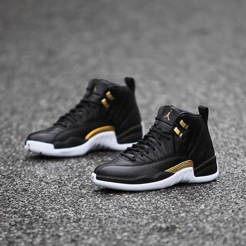 Air Jordan 12 Wmns Snakeskin Midnight Black White Gold Ao6068 007 (7) - www.newkick.vip